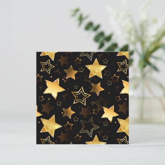 Nahtloses Muster mit goldenen Sternen Menükarte (Stehend Vorderseite)