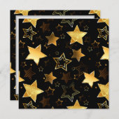 Nahtloses Muster mit goldenen Sternen Menükarte (Vorne/Hinten)