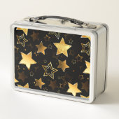 Nahtloses Muster mit goldenen Sternen Metall Brotdose (Rückseite)