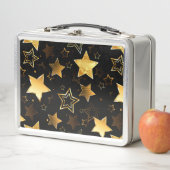 Nahtloses Muster mit goldenen Sternen Metall Brotdose (Beispiel)