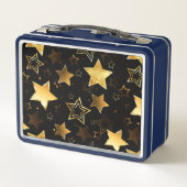 Nahtloses Muster mit goldenen Sternen Metall Brotdose (Rückseite)