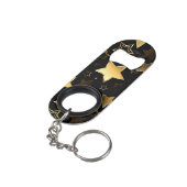 Nahtloses Muster mit goldenen Sternen Mini Flaschenöffner (Rückseite Schrägansicht)