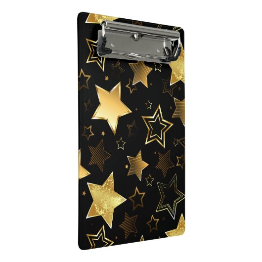 Nahtloses Muster mit goldenen Sternen Mini Klemmbrett (Schrägansicht)