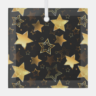 Nahtloses Muster mit goldenen Sternen Ornament Aus Glas