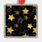 Nahtloses Muster mit goldenen Sternen Ornament Aus Metall (Vorne)