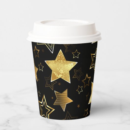 Nahtloses Muster mit goldenen Sternen Pappbecher (Links)