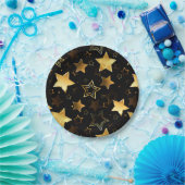 Nahtloses Muster mit goldenen Sternen Pappteller (Party)