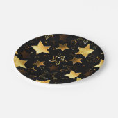Nahtloses Muster mit goldenen Sternen Pappteller (Schrägansicht)