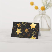 Nahtloses Muster mit goldenen Sternen Platzkarte (Rückseite)