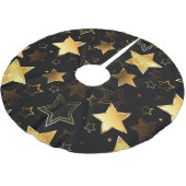 Nahtloses Muster mit goldenen Sternen Polyester Weihnachtsbaumdecke (Schrägansicht)