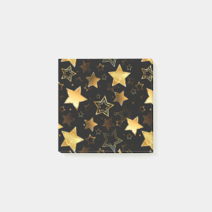 Nahtloses Muster mit goldenen Sternen Post-it Klebezettel