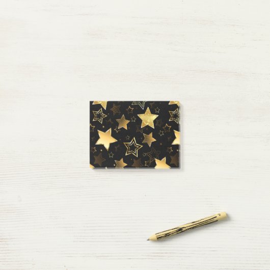 Nahtloses Muster mit goldenen Sternen Post-it Klebezettel (Auf Schreibtisch)