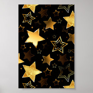 Nahtloses Muster mit goldenen Sternen Poster