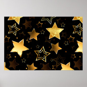 Nahtloses Muster mit goldenen Sternen Poster