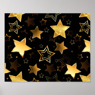 Nahtloses Muster mit goldenen Sternen Poster