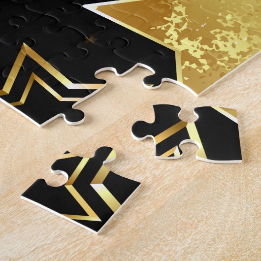 Nahtloses Muster mit goldenen Sternen Puzzle (Seite)