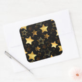 Nahtloses Muster mit goldenen Sternen Quadratischer Aufkleber (Umschlag)