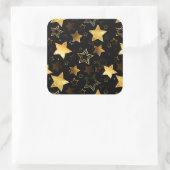 Nahtloses Muster mit goldenen Sternen Quadratischer Aufkleber (Tasche)