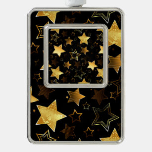 Nahtloses Muster mit goldenen Sternen Rahmen-Ornament Silber