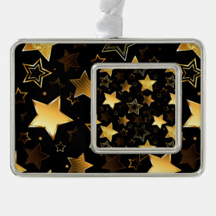 Nahtloses Muster mit goldenen Sternen Rahmen-Ornament Silber