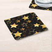 Nahtloses Muster mit goldenen Sternen Rechteckiger Pappuntersetzer (angewinkelt)