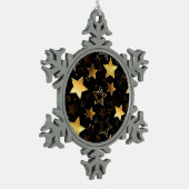 Nahtloses Muster mit goldenen Sternen Schneeflocken Zinn-Ornament (Links)