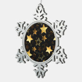 Nahtloses Muster mit goldenen Sternen Schneeflocken Zinn-Ornament (Rechts)