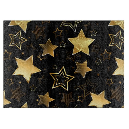 Nahtloses Muster mit goldenen Sternen Schneidebrett (Vorderseite)