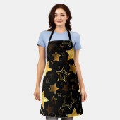 Nahtloses Muster mit goldenen Sternen Schürze (Getragen)