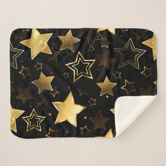 Nahtloses Muster mit goldenen Sternen Sherpadecke (Vorderseite (Horizontal))