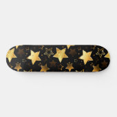 Nahtloses Muster mit goldenen Sternen Skateboard (Horizontal)