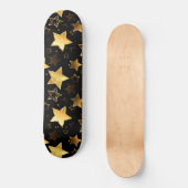 Nahtloses Muster mit goldenen Sternen Skateboard (Vorderseite)