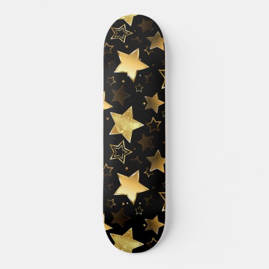 Nahtloses Muster mit goldenen Sternen Skateboard (Vorderseite)