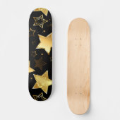 Nahtloses Muster mit goldenen Sternen Skateboard (Vorderseite)