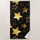 Nahtloses Muster mit goldenen Sternen Strandtuch (Vorderseite)