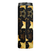 Nahtloses Muster mit goldenen Sternen Thermosbecher (Rückseite)