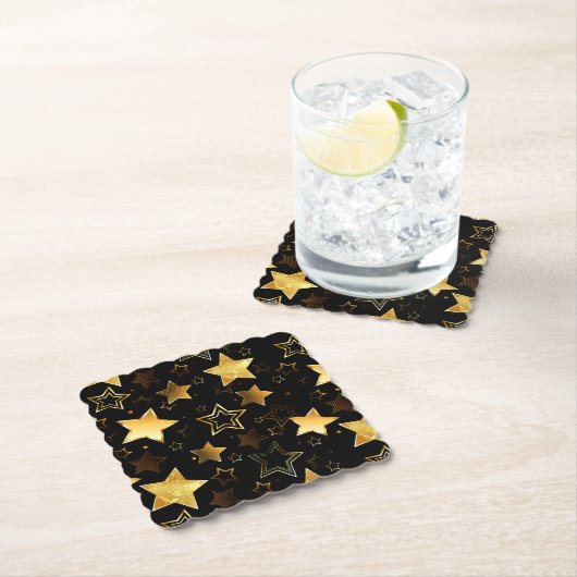 Nahtloses Muster mit goldenen Sternen Untersetzer (Vor Ort)