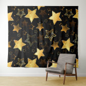 Nahtloses Muster mit goldenen Sternen Wandteppich (Beispiel (Horizontal))