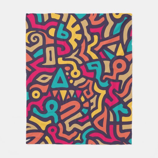 Nahtloses Muster mit Graffiti Curve Formen. Mischu Fleecedecke (Vorderseite)