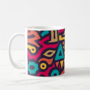 Nahtloses Muster mit Graffiti Curve Formen. Mischu Kaffeetasse