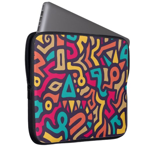 Nahtloses Muster mit Graffiti Curve Formen. Mischu Laptopschutzhülle (Vorne Rechts)