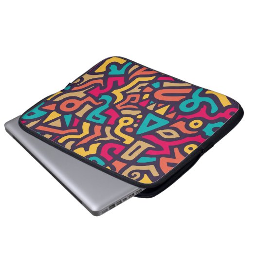 Nahtloses Muster mit Graffiti Curve Formen. Mischu Laptopschutzhülle (Vorne Knopf)