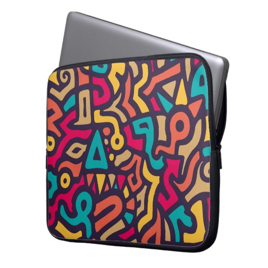 Nahtloses Muster mit Graffiti Curve Formen. Mischu Laptopschutzhülle (Vorderseite Links)