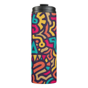 Nahtloses Muster mit Graffiti-Kurvenformen. Mischu Thermosbecher