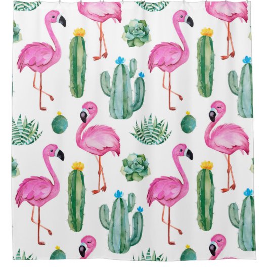 Nahtloses Muster mit grünem Aquarellkaktus, z. B. Duschvorhang (Vorderseite)