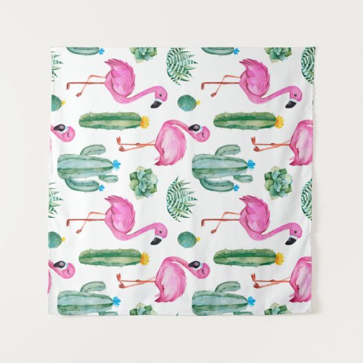 Nahtloses Muster mit grünem Aquarellkaktus, z. B. Wandteppich (Vorderseite (Horizontal))