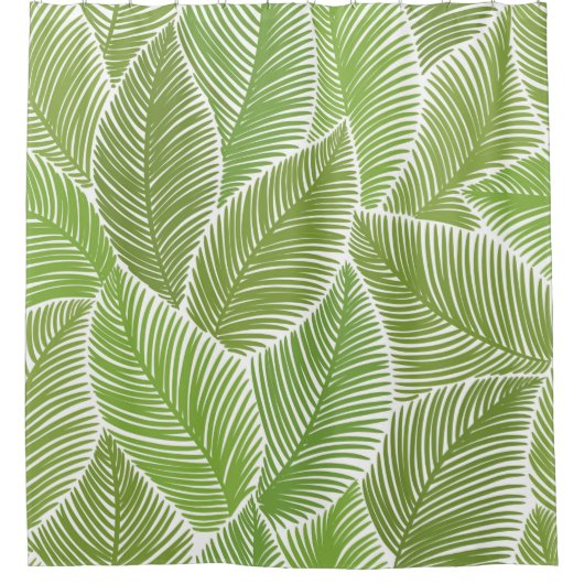 Nahtloses Muster mit grünen Blätter aus Palmen Duschvorhang (Vorderseite)