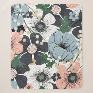 Nahtloses Muster mit handgezeichnet zarten Blume. Sherpadecke