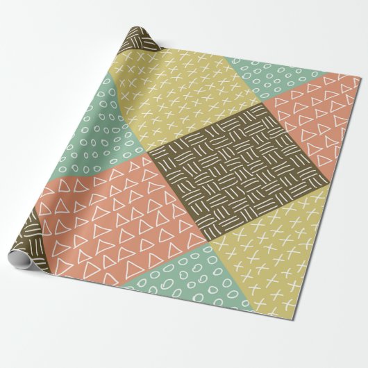 Nahtloses Muster mit handgezeichnetem Hipster Geschenkpapier (Ungerollt)