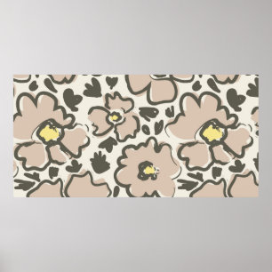 Nahtloses Muster mit handgezeichneten Blume Poster